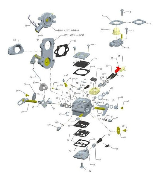 Kit pentru drujba reparatie carburator drujba Husqvarna 550XP, 570, 575XP (RB-130) Zama - vedere 2