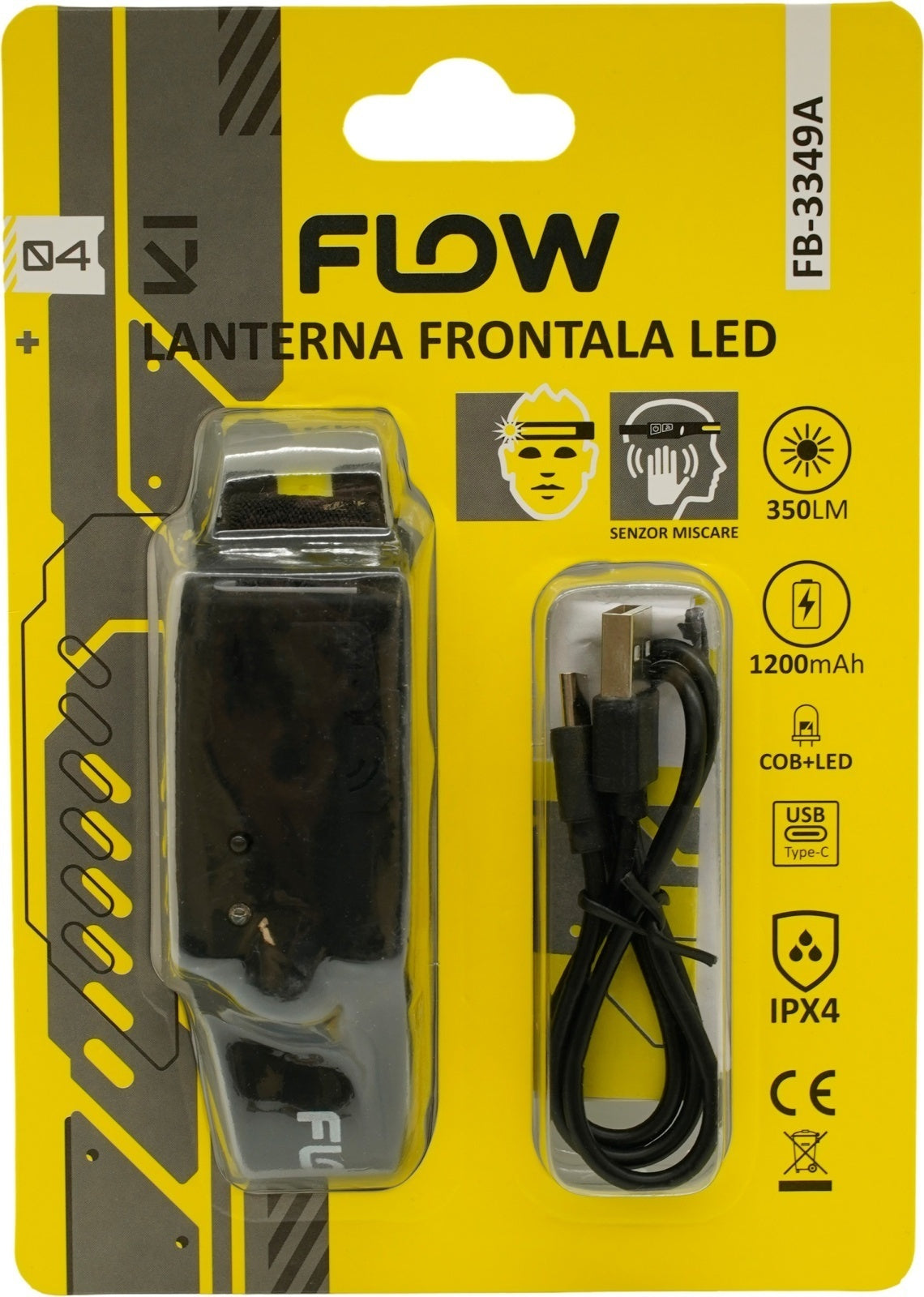 Lanterna de Cap LED cu Senzor Miscare Flow FB-3349A
