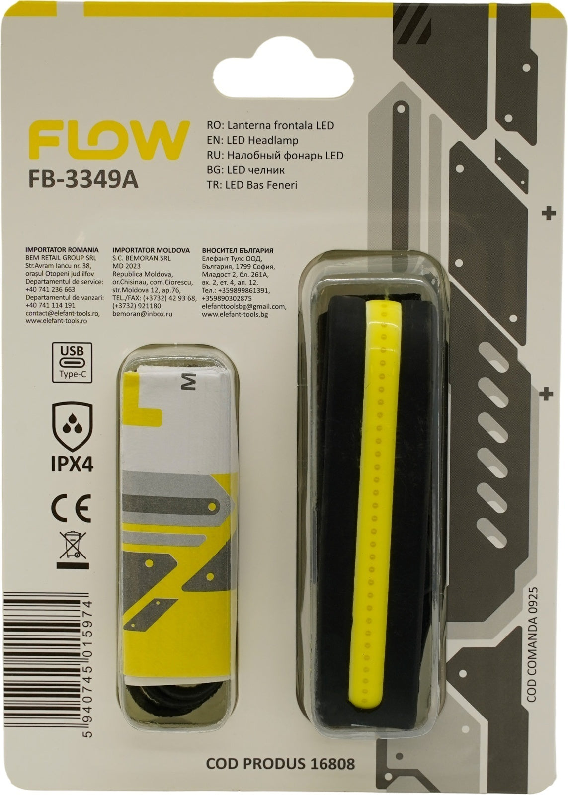 Lanterna de Cap LED cu Senzor Miscare Flow FB-3349A