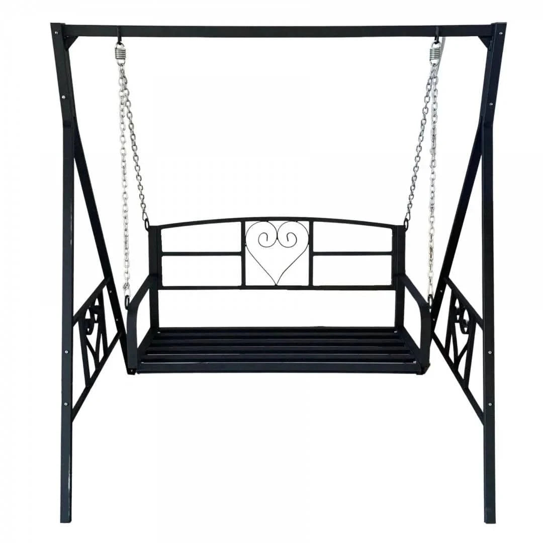 Leagan gradina VivaTechnix VMD-1051, 168x118x180 cm, 2 locuri, metalic, negru mat