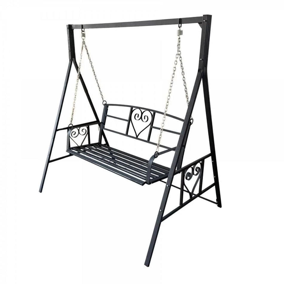 Leagan gradina VivaTechnix VMD-1051, 168x118x180 cm, 2 locuri, metalic, negru mat