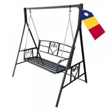 Leagan gradina VivaTechnix VMD-1051, 168x118x180 cm, 2 locuri, metalic, negru mat