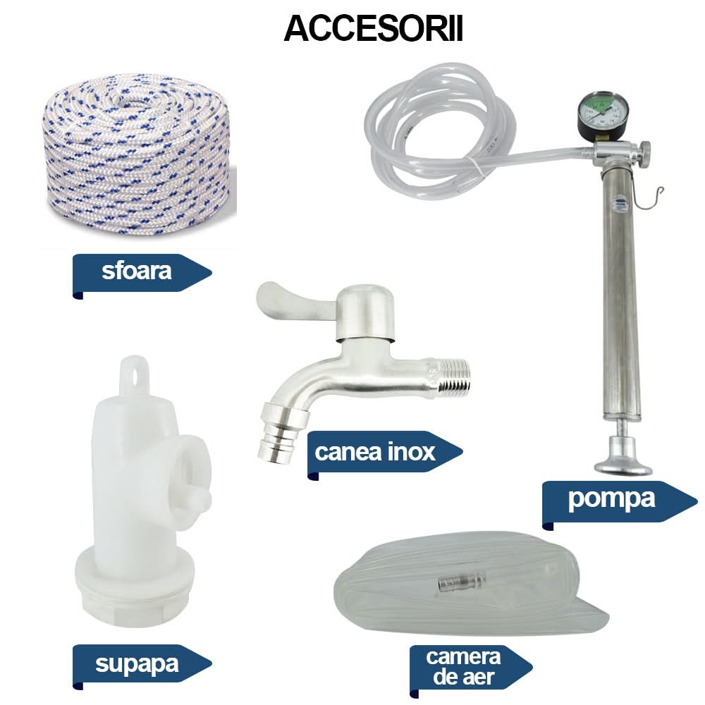 Butoi inox 185L cu capac flotant si camera din silicon – AISI 304 Italia – BUTOI185LF