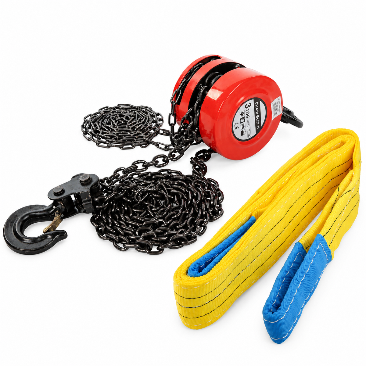 Pachet Macara Manuala cu Lant ZEP, 3 Tone, 3m + Chinga Ridicare VOREL, 3 Tone, 3m