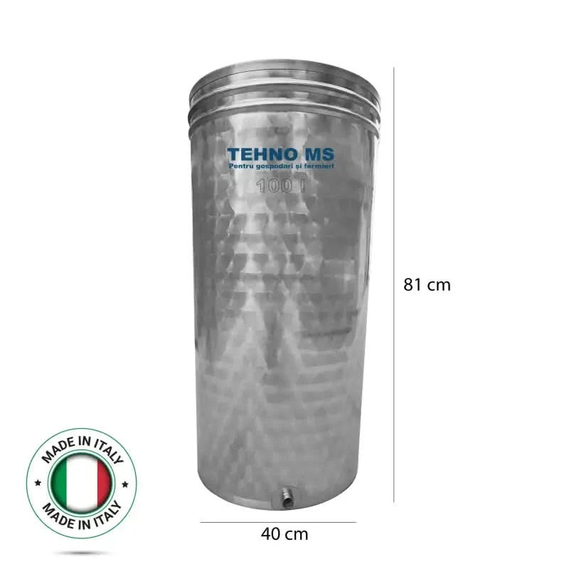 Butoi din inox cu capac flotant busonat, 100L, Tehno Ms #413