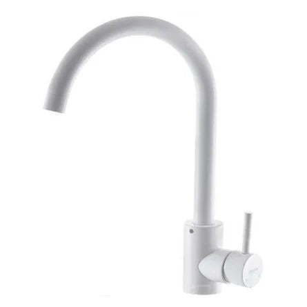 Baterie bucatarie MIXXUS SUS-011-2 WHITE, monocomanda, otel inoxidabil, finisaj alb mat, pipa pivotanta 360°, cartus ceramic