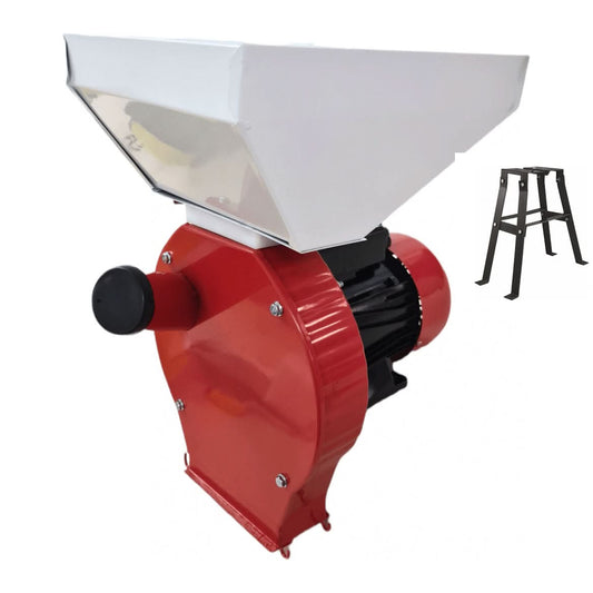 Set moara electrica cereale 2 in 1 3900W, 250 kg/h, 4 site, cuva mare 10L, cu suport ELEFANT 350E