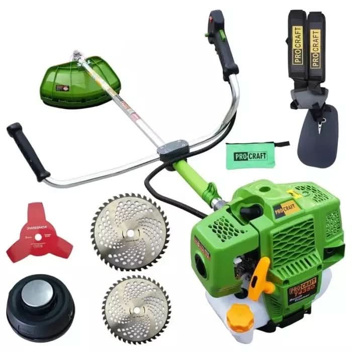 Motocoasa pe benzina ProCraft T4350, 4.8 CP, 4350W, 9000 rpm + 4 sisteme de taiere