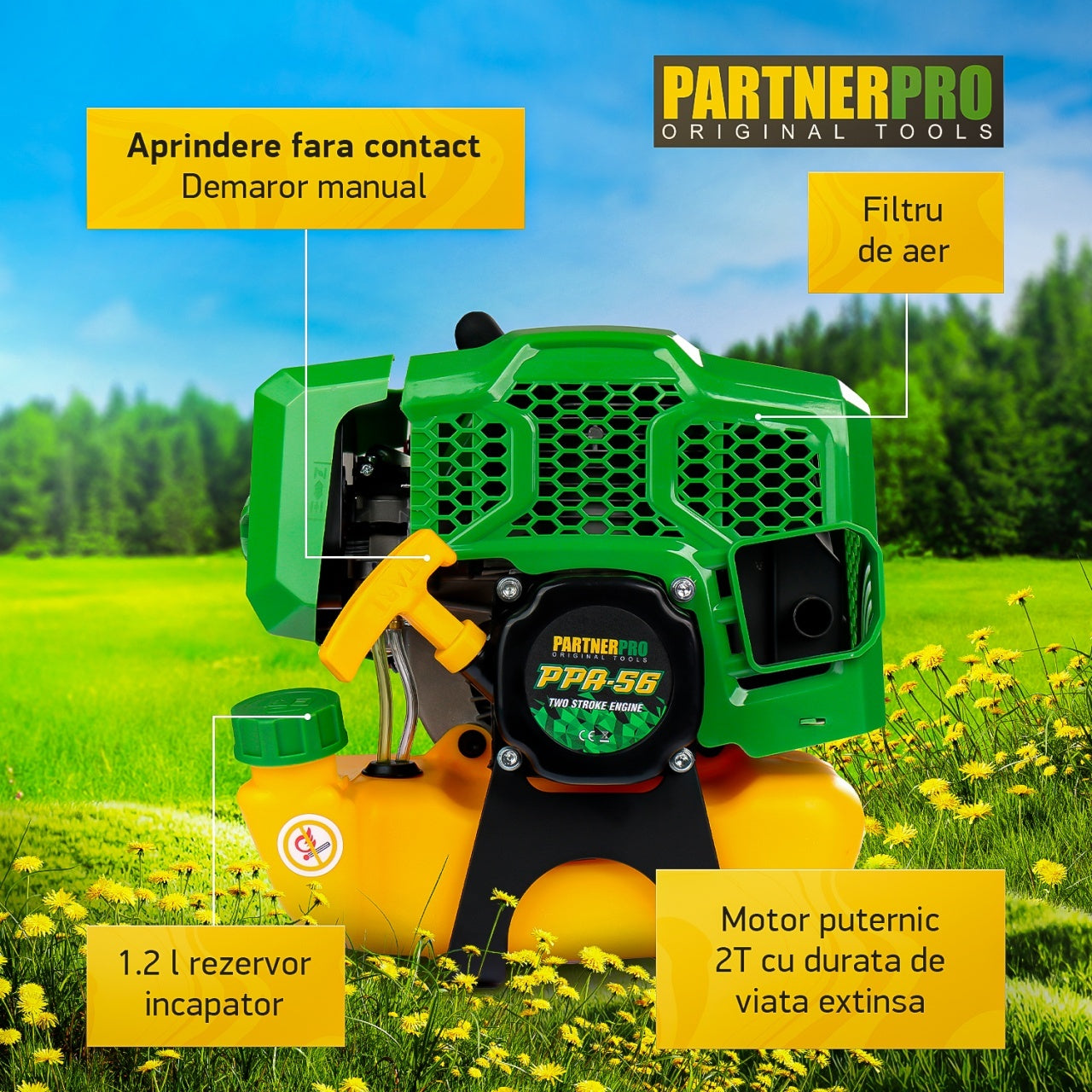 Motocoasa benzina PartnerPro PPA-56, 2T, 5.8CP, 52CC