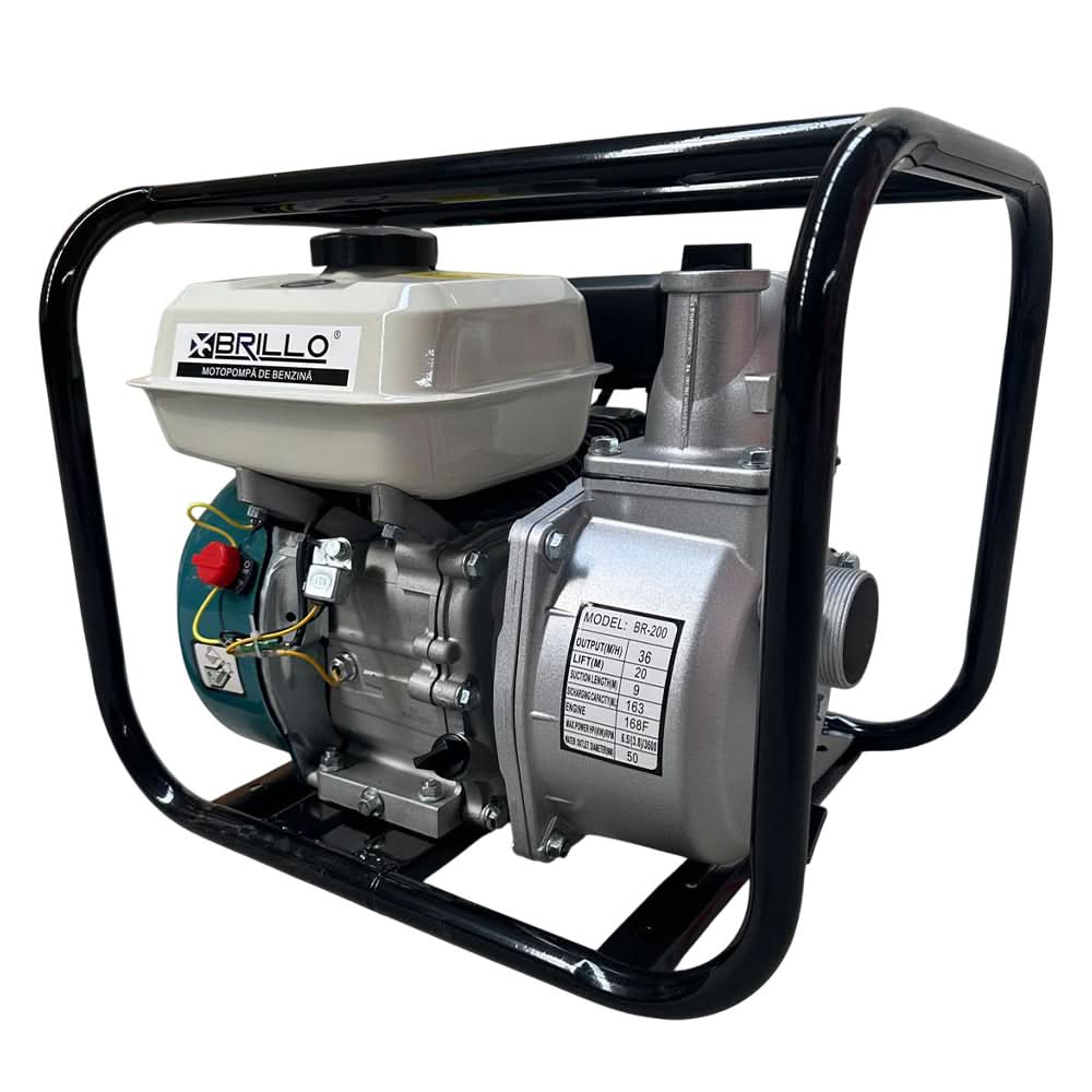 Motopompa pe benzina Brillo WP-20, 6.5CP, 2 toli, 35 mc/h, 26m refulare, 8m absorbtie, motor 4T OHV