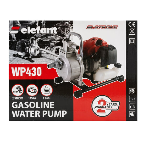 Motopompa Benzina Elefant WP430, 2", 1450W, 52cc, 10 m³/h, Aspiratie 8 m, Refulare 15 m
