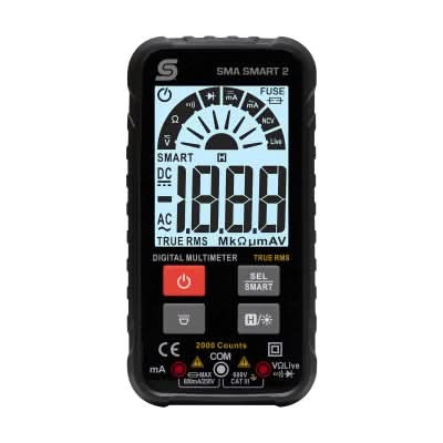 Multimetru digital SMA SMART 2, afisaj iluminat, TRUE RMS, tester tensiune fara contact, functie SMART