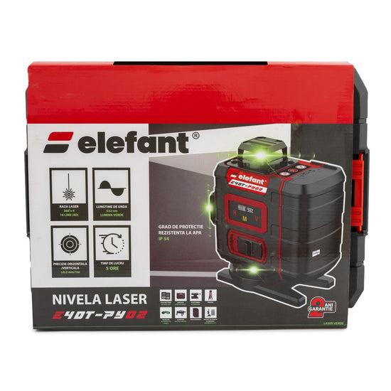 Nivela Laser 4D Elefant E4DT-PY02, 16 linii 4x360 grade, pentru constructii