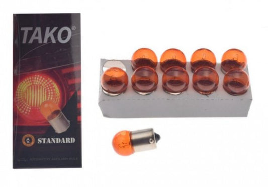 Pachet 10 buc becuri 12V 10W BA15S (portocaliu)