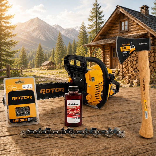 Pachet Drujba Benzina ROTOR RCS-5200 + Lant Full-Chisel 40cm + Ulei 2T - imagine produs