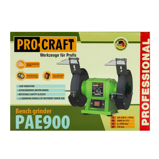 Polizor de banc Procraft PAE900, 200W, 2950 RPM, disc 150 mm, 230V, 4.5 kg