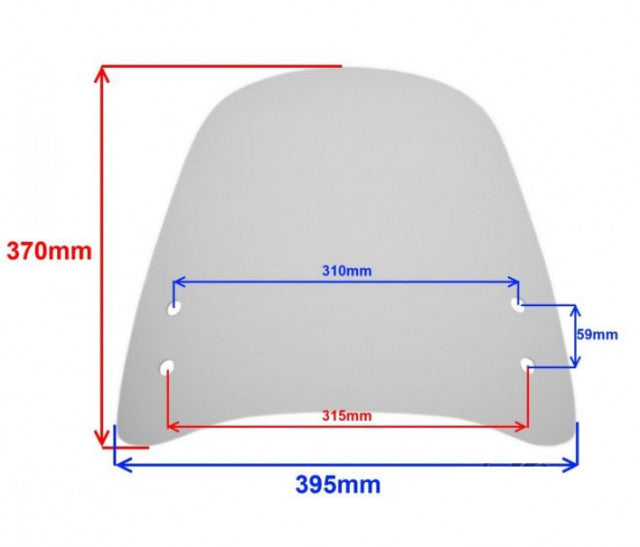 Parbriz moto   scuter universal 37 x 39 cm