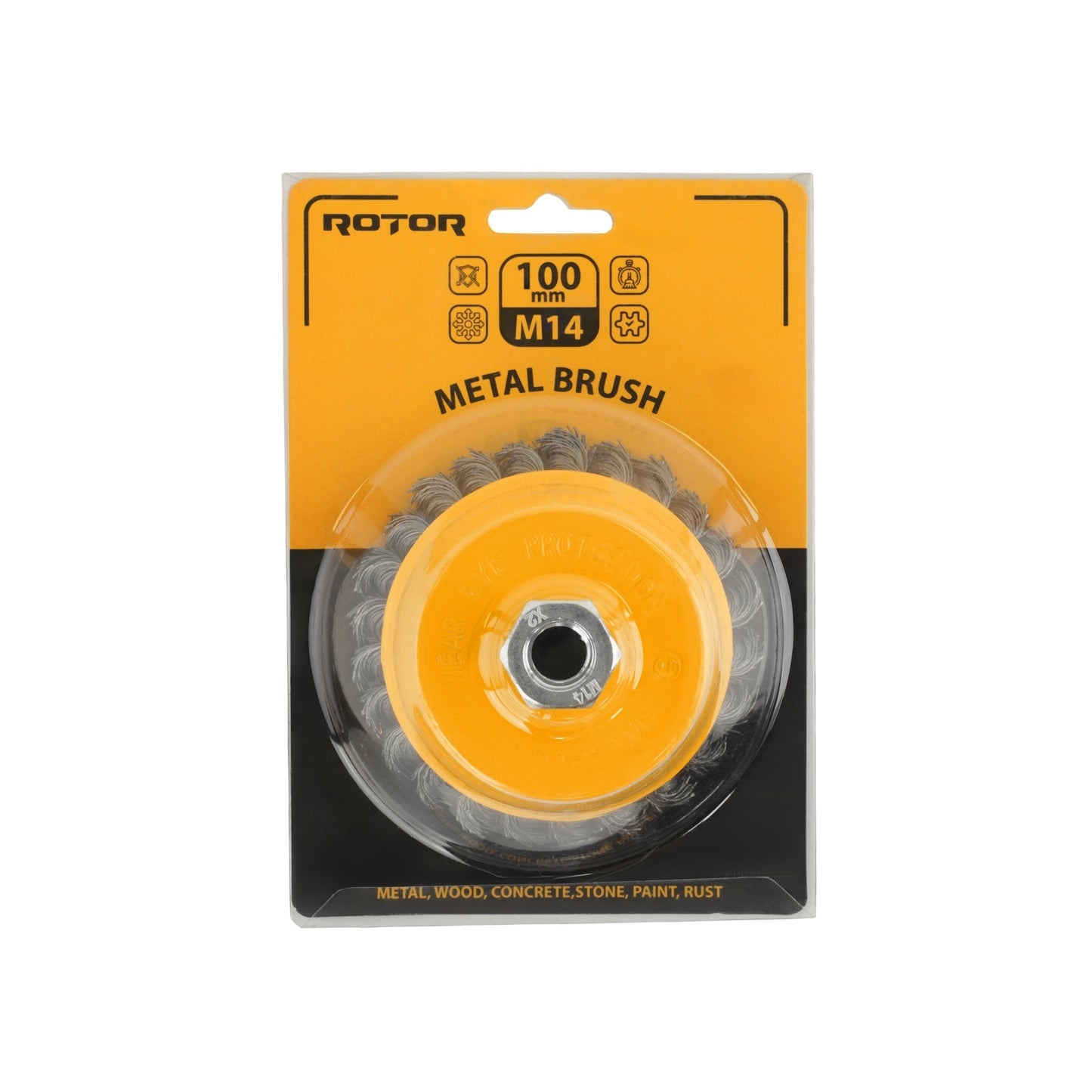 Perie de sarma tip cupa cu noduri rasucite ROTOR 100mm M14