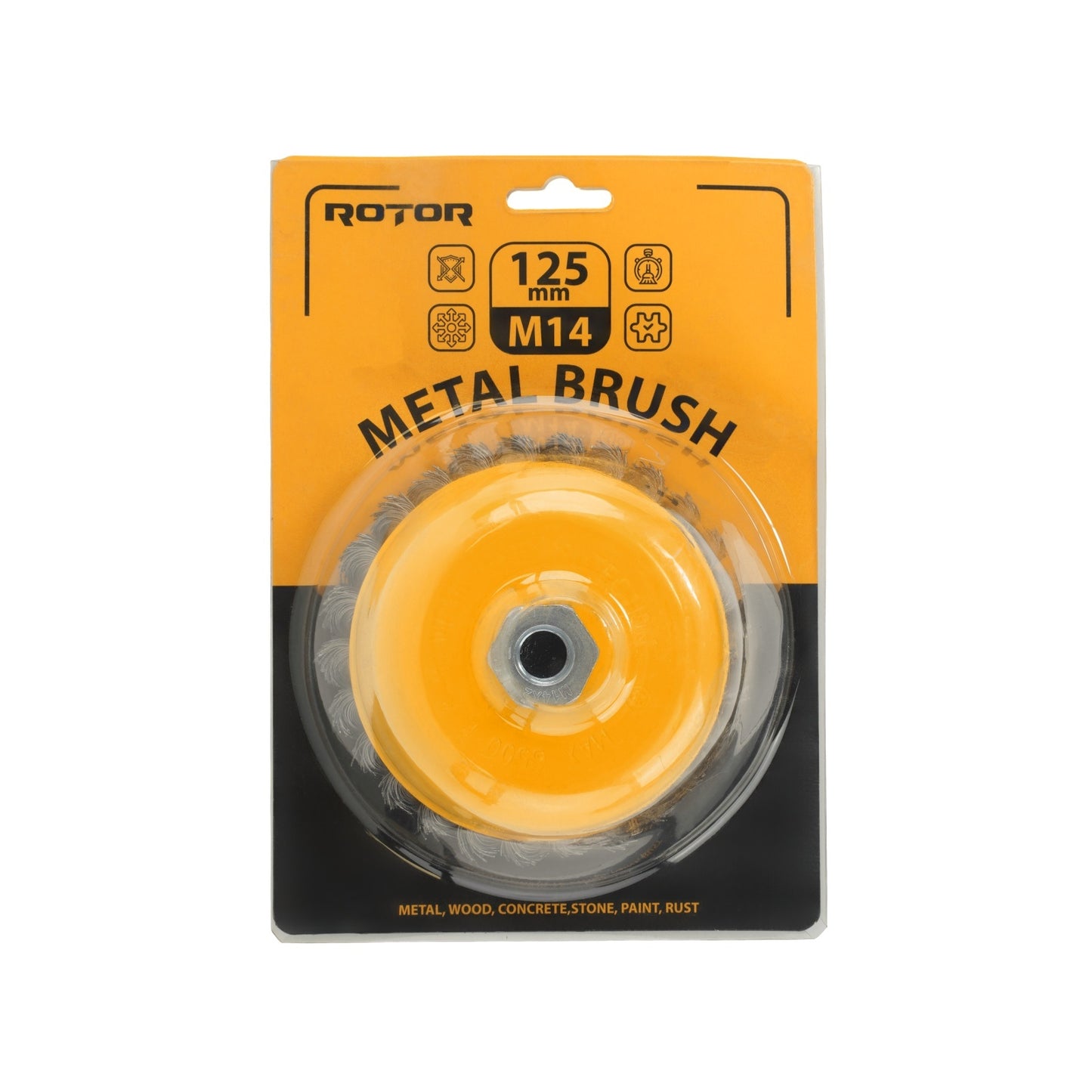 Perie de sarma tip cupa cu noduri rasucite ROTOR 125mm M14