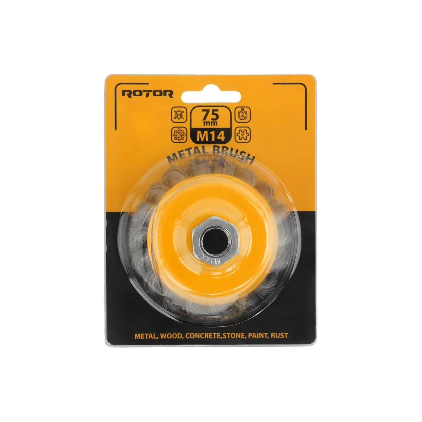 Perie de sarma tip cupa cu noduri rasucite ROTOR 75mm M14