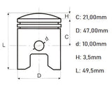 Piston kit motor bicicleta 80cc (47 mm bolt 10 mm) - vedere 5