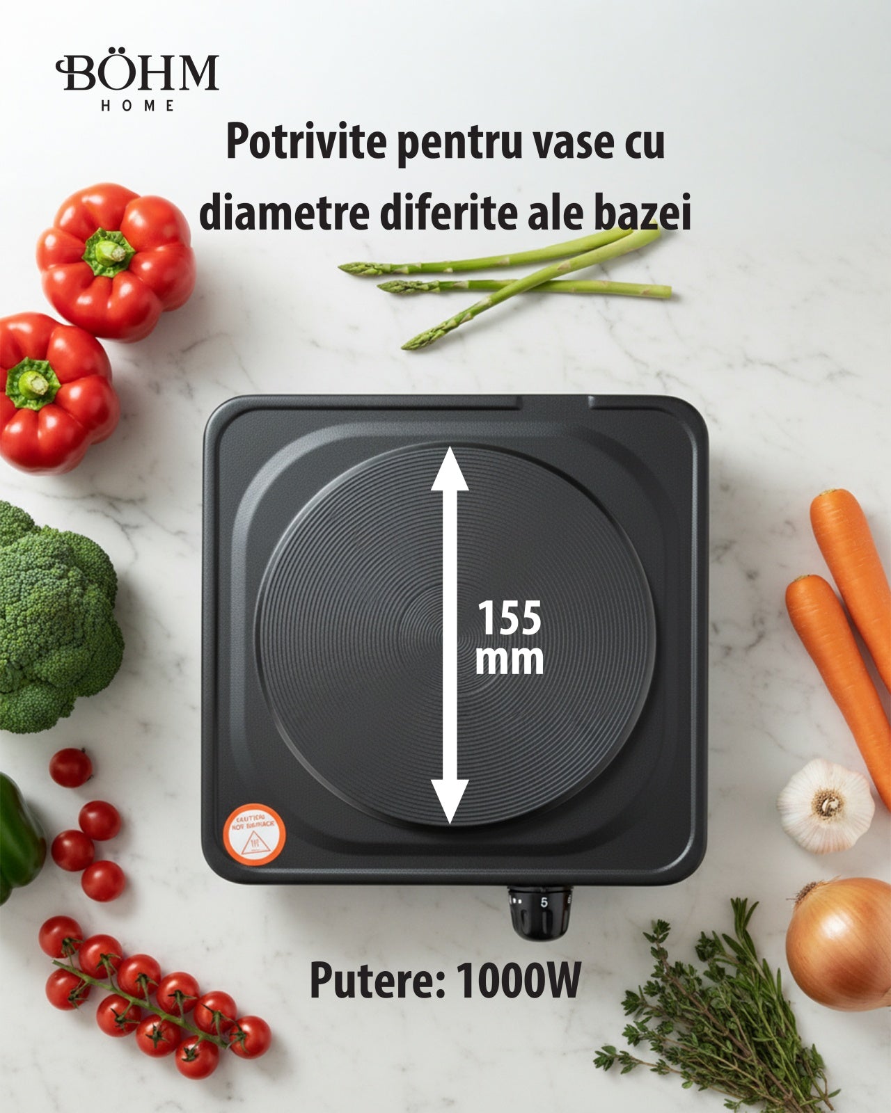 Plita Electrica 1 Ochi Bohm BE-H-002F-B, negru - detaliu 8