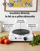 Plita Electrica 1 Ochi Bohm BE-H-002F-W, 1000W, alb - detaliu 6