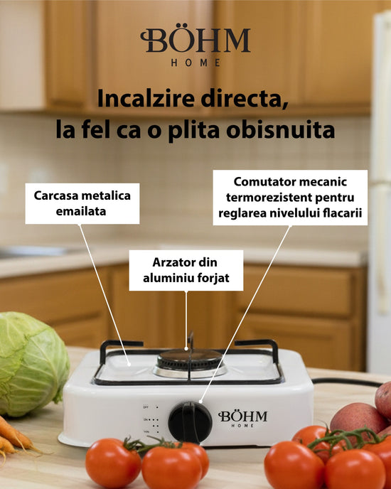 Plita Gaz 1 Arzator Bohm BG-2811-W, alb, pentru camping si uz casnic - detaliu 7