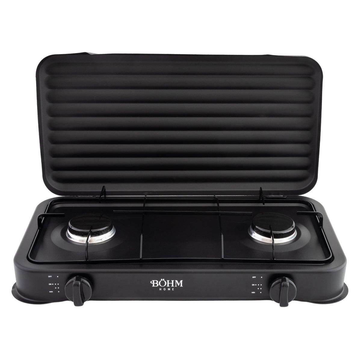Plita Gaz 2 Arzatoare BOHM BG-M-002-B 4.4kW Aprindere Manuala Negru - imagine produs