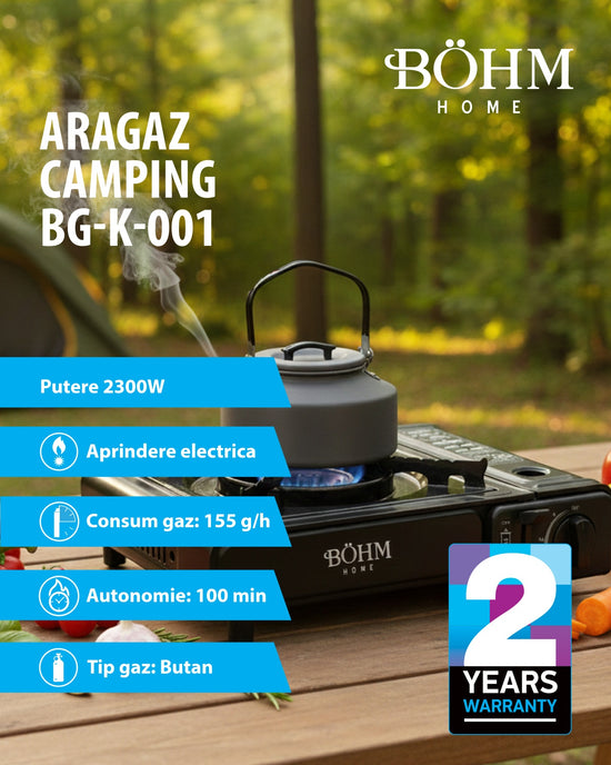 Plita Gaz Camping Bohm BG-K-001, 1 arzator, GPL, 2.3kW - imagine produs