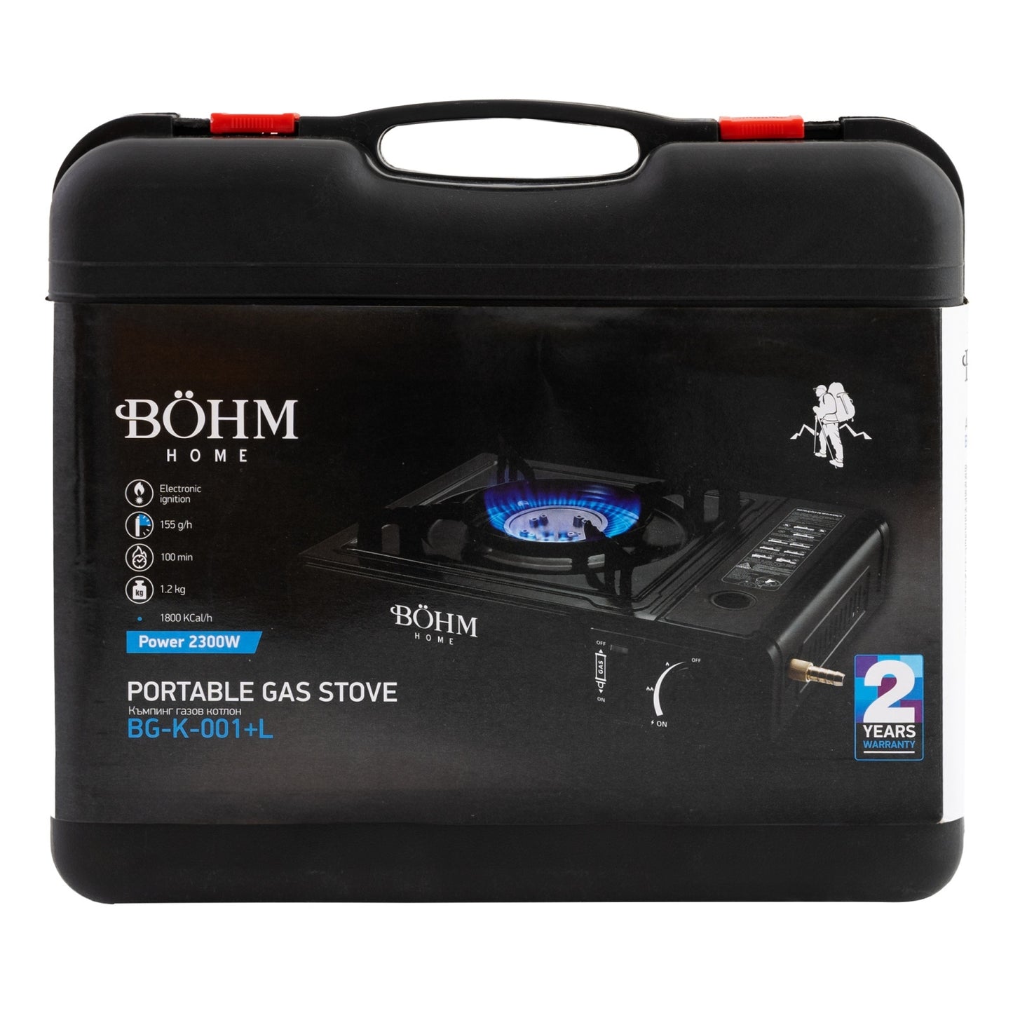 Plita Gaz Camping Bohm BG-K-001+L, GPL, 2.3kW, racord metalic inclus - detaliu 8