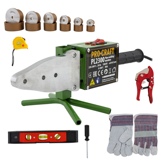 Plita sudura tevi PPR Procraft PL2300, 1500W, 300°C, 6 bacuri (20–63 mm), accesorii incluse