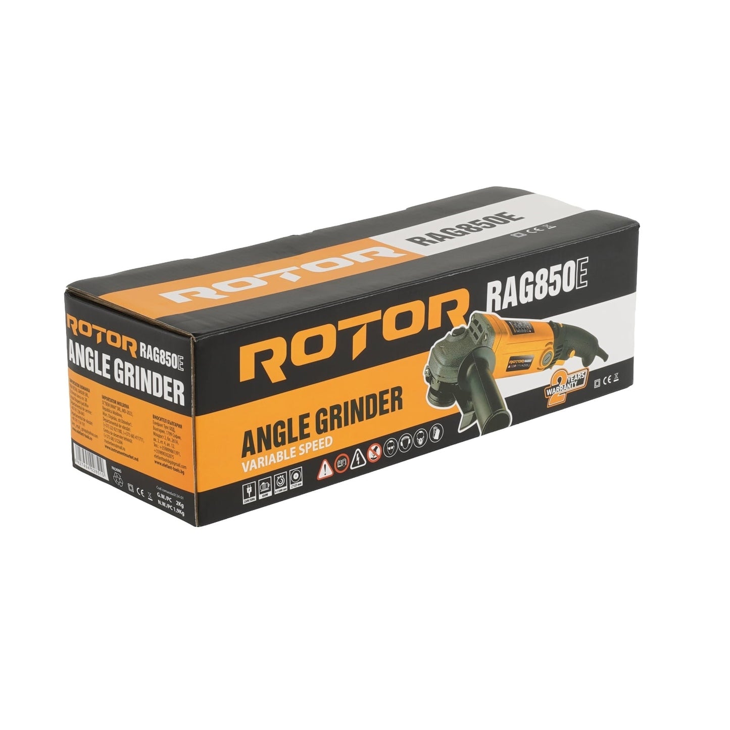Polizor unghiular cu variator Rotor, 850w, 220v, 11000rpm, duametru 125mm, 6 trepte viteza, lungime cablu 1.5m, include