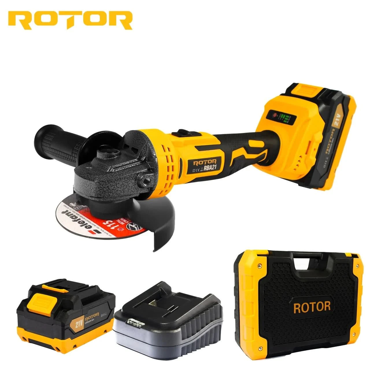 Flex cu Acumulator ROTOR RBA21, 21V 3Ah, 125 mm, 8500 RPM, Variator Turatie