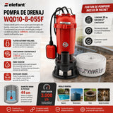 Pompa apa murdara Elefant, 550w, 220v, 50l/min, inaltime refulare 8m, racord 2", include furtun pompieri cauciucat 20m