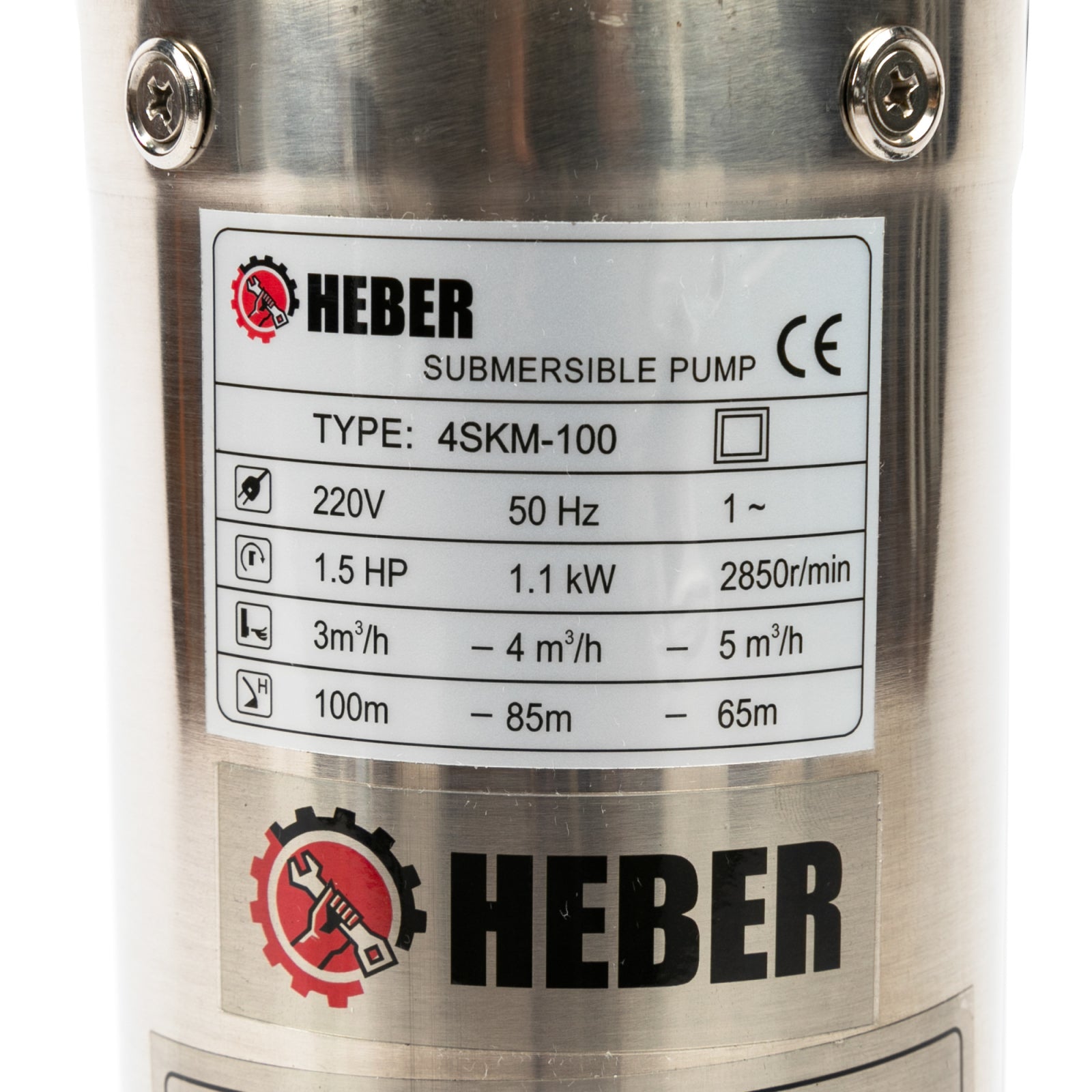 Pompa apa submersibila Heber® 4SKM-100, motor 1.1 kw, 3200l/h, inaltime refulare 70m hbr-1605