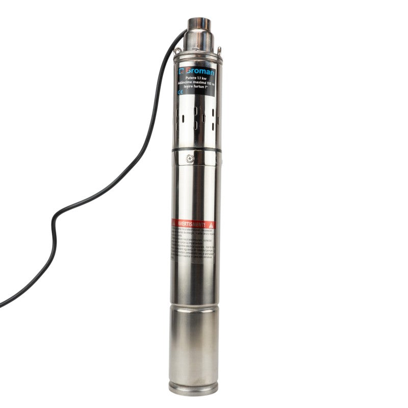 Pompa Submersibila Broman 3QGD | 1100W | 110m | 3 mc/h | Inox | IP68 | Cablu 10m