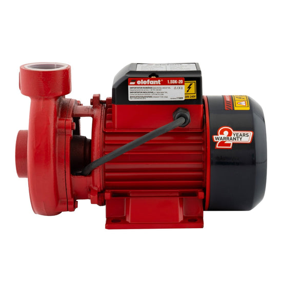Pompa de suprafata Elefant 1.5DK-20 850W, debit 180L/min, 20m inaltime, 8m aspiratie, 1 1/2”, 2850rpm, fonta
