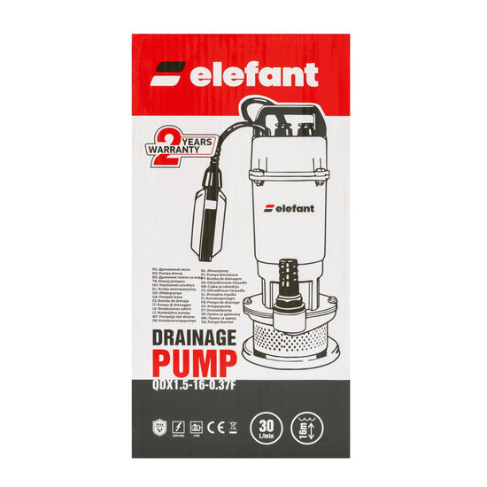 Pompa drenaj Elefant 370W cu flotor, debit 100L/min, 12m refulare, 7m adancime, 2860rpm, fonta