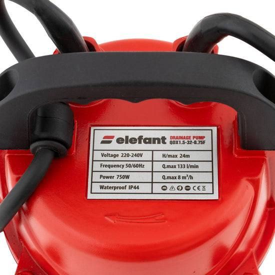 Pompa drenaj Elefant 750W cu flotor, debit 133L/min, 24m refulare, 15m adancime, 2860rpm, fonta