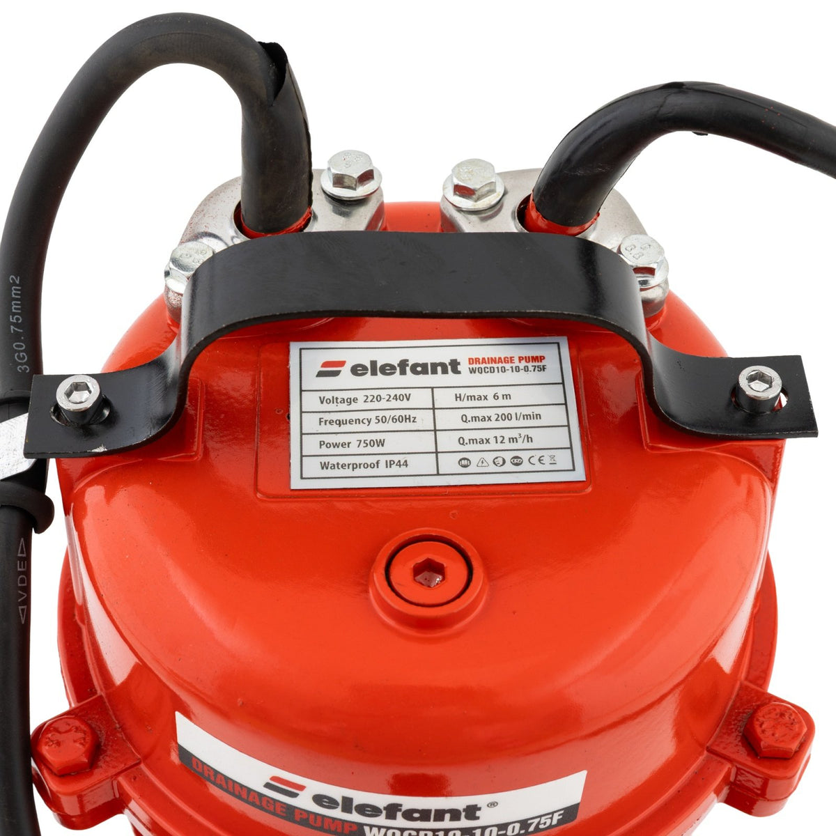 Pompa submersibila Elefant WQCD10-10-0.75F cu tocator 750W, debit 200L/min, 6m refulare, 5m adancime, 2”, 2850rpm, flotor, fonta
