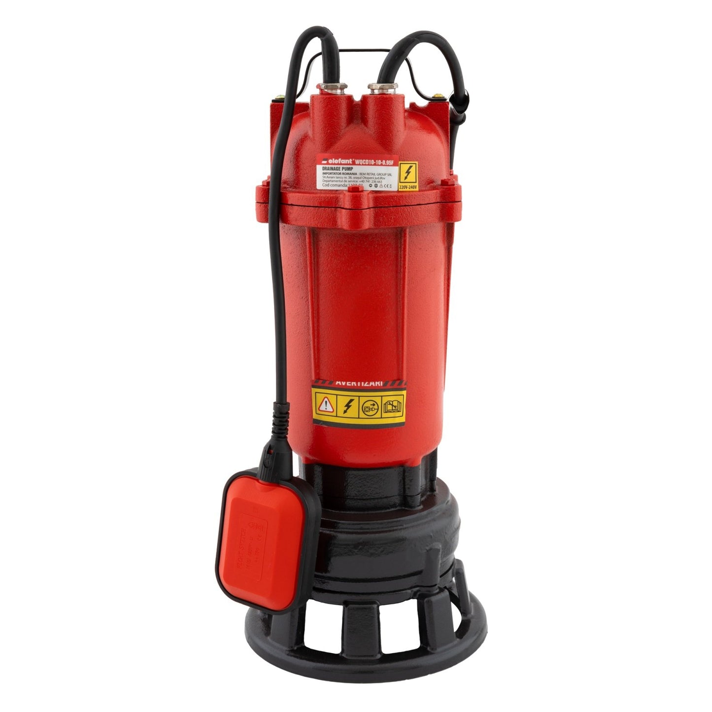 Pompa drenaj submersibila Elefant WQCD10-10-0.95F, 750W, 15000 L/h, 10m, cu tocator