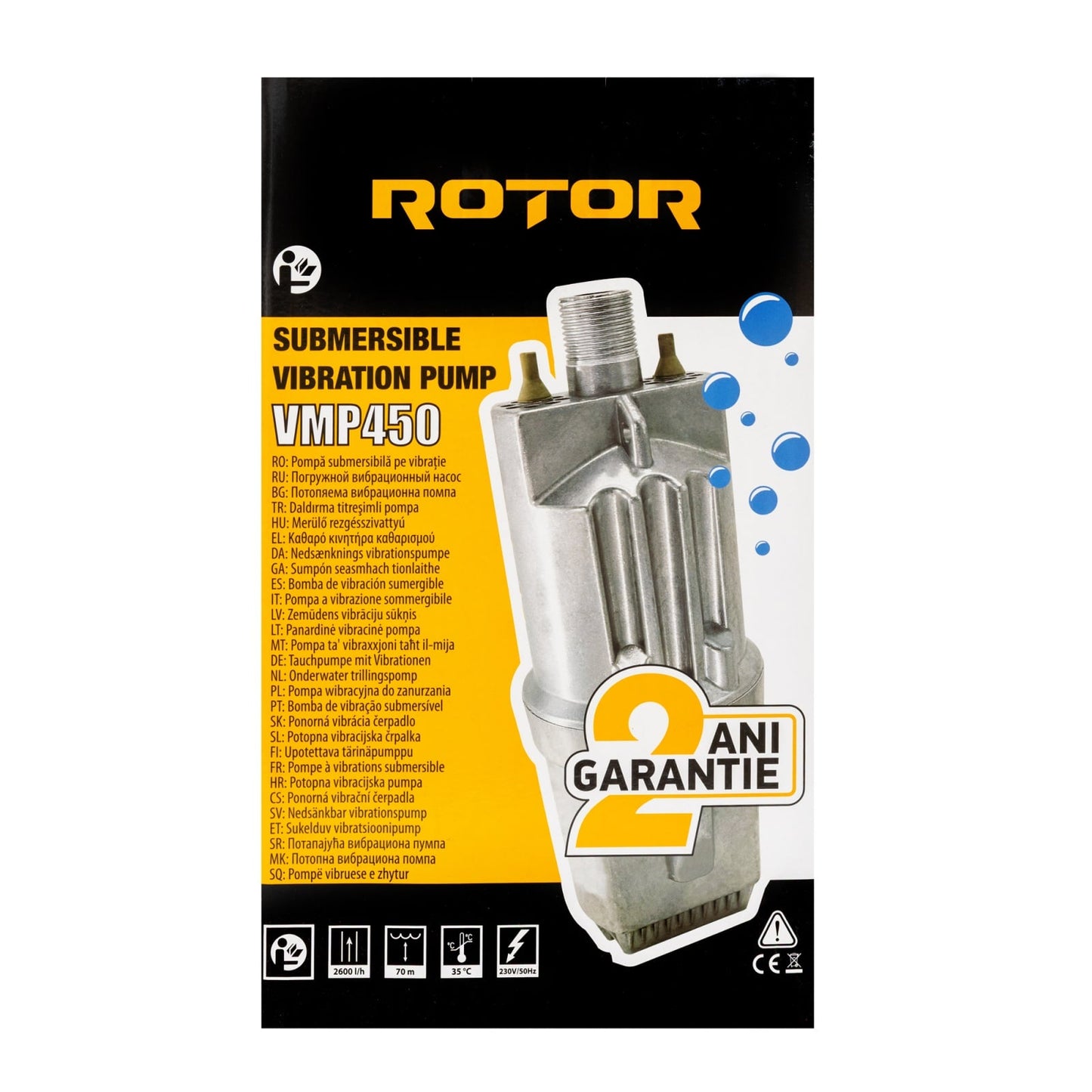 Pompa pe vibratie ROTOR VMP450, 450W, debit 2600 L/h, inaltime pompare 70 m, 230V