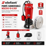 Pompa submersibila apa murdara cu tocator Elefant, 750w, 220v, 2850rpm, 250l/min, inaltime refulare 10, adancime maxima
