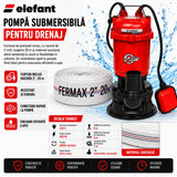 Pompa submersibila apa murdara Elefant, 550w, 220v, 2850rpm, 233 l/min, inaltime refulare 8m, adancime maxima de imersiune