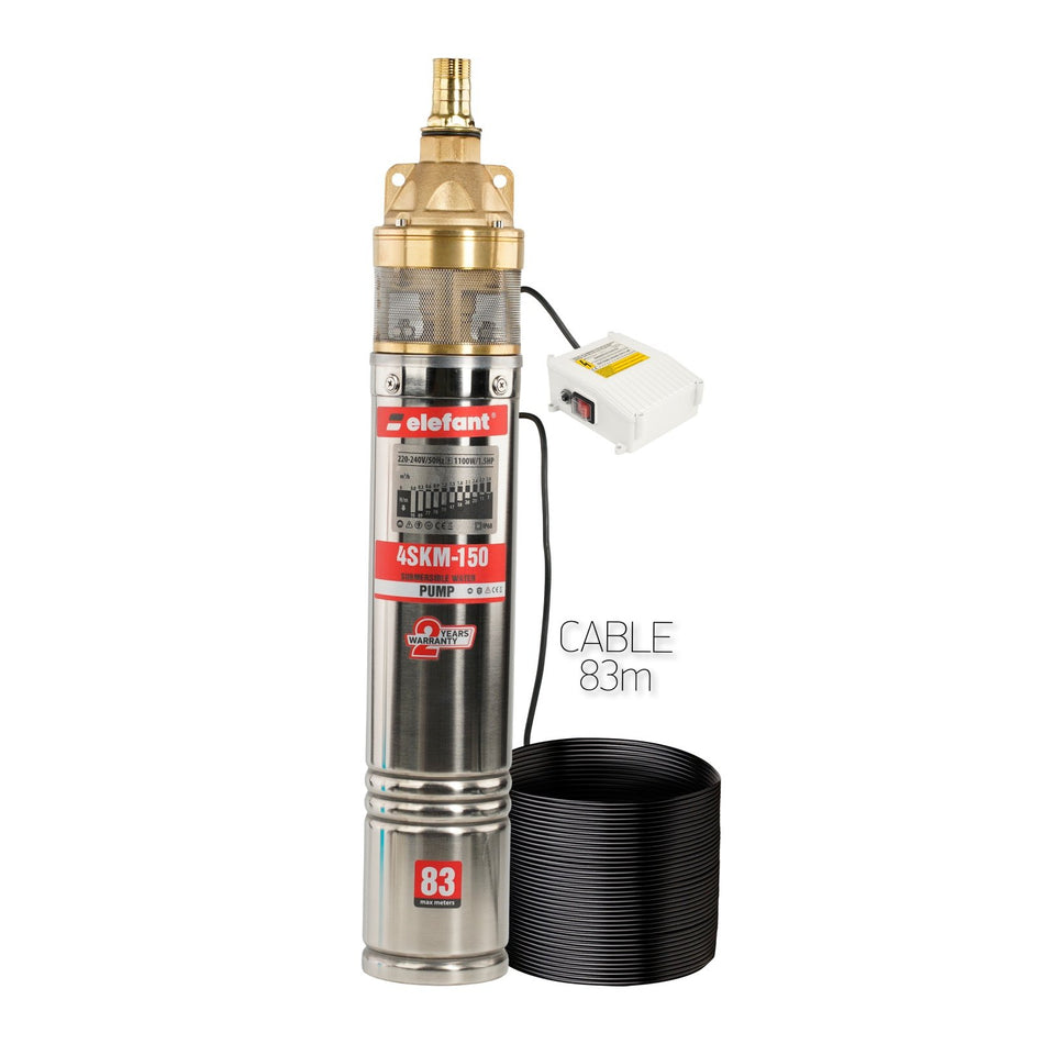Pompa Submersibilă Elefant 4SKM150, 1100W, 41 L/min Debit Maxim, 220V, 90m Înălțime de Refulare