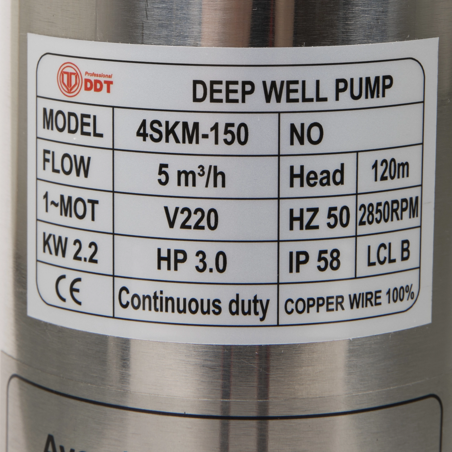 Pompa Submersibila de Mare Adancime DDT 4SKM-150, 2.2 kW, Debit 5 m³/h