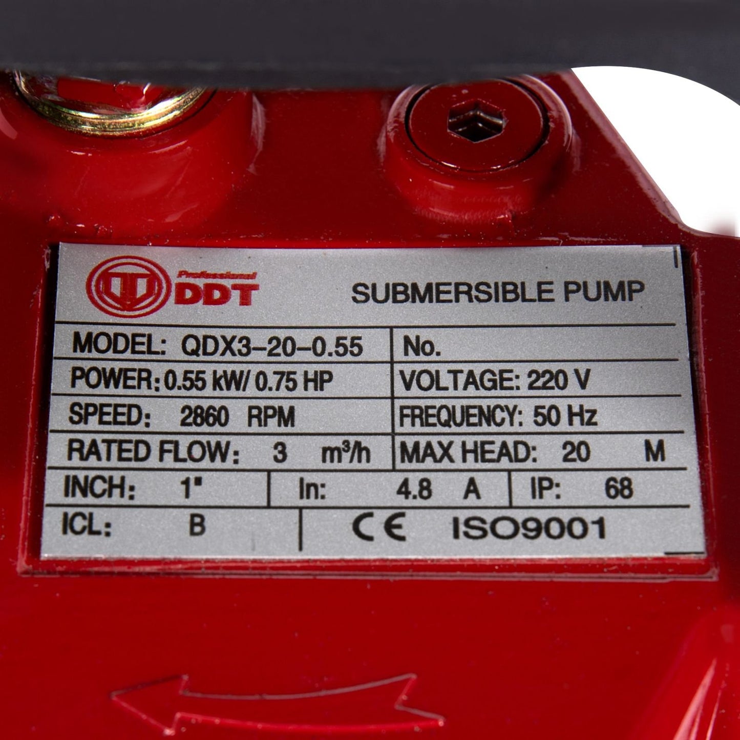 Pompa Submersibila DDT QDX20, 550W, 2860 RPM, Debit 3 m³/h, Diametru 220mm