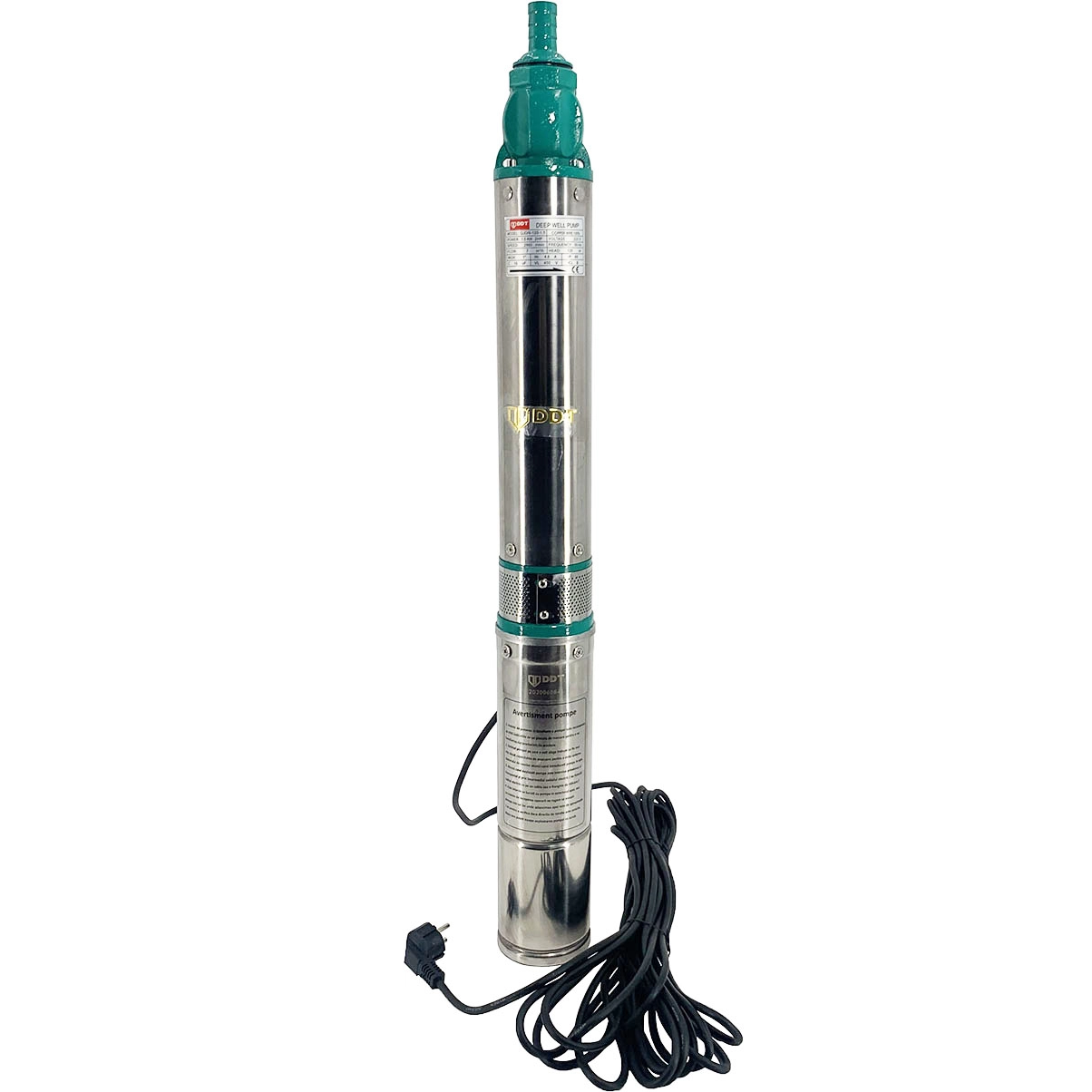 Pompa Submersibila de Mare Adancime DDT Professional QJD120-1.5, 1500W, Inox, 8 Turbine, 15m Cablu