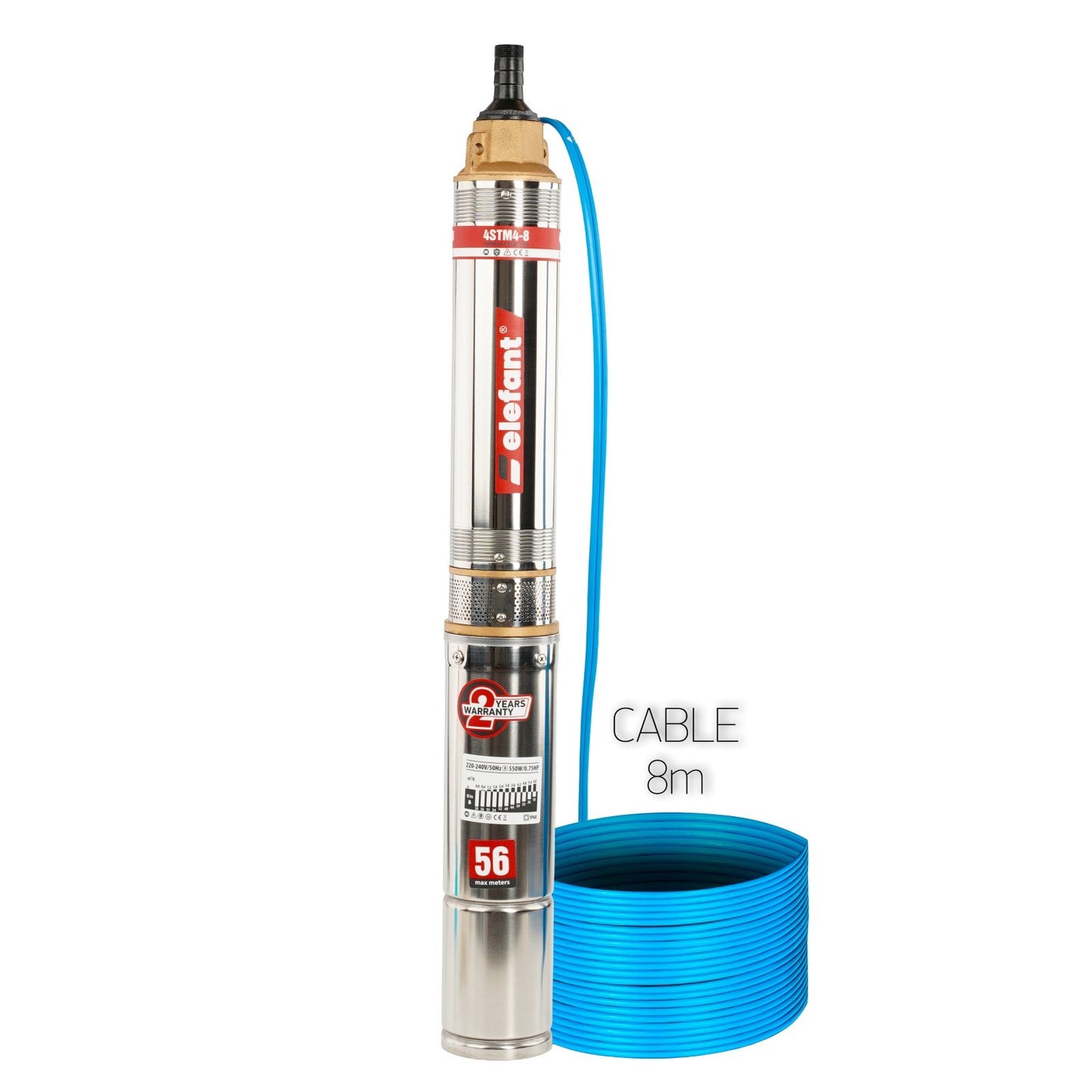 Pompa submersibila ELEFANT 4STM4-8, 550 W, debit 5 m3/h, inox